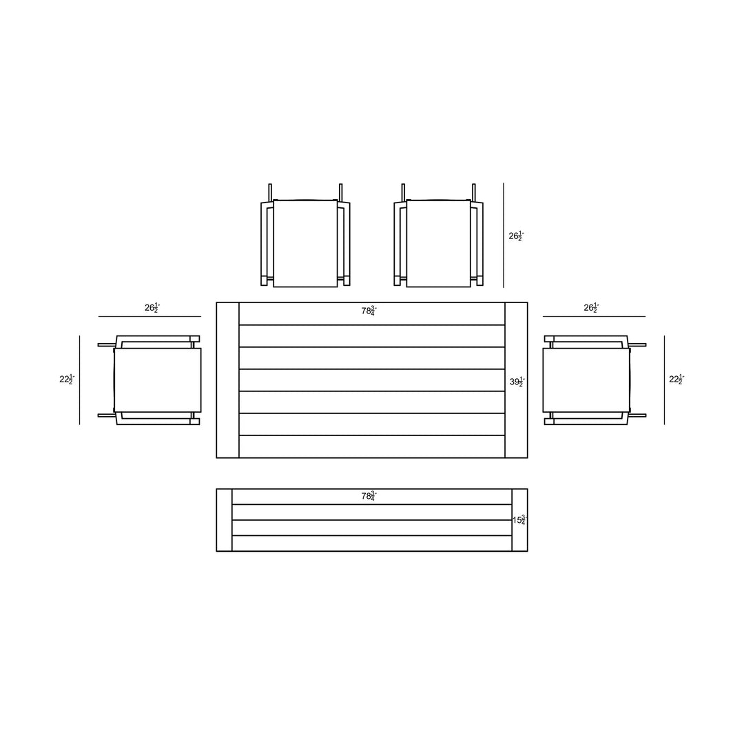 Lift Mill 6 to 7 Seat Reclaimed Teak Dining Set w/ Bench by Harmonia Living