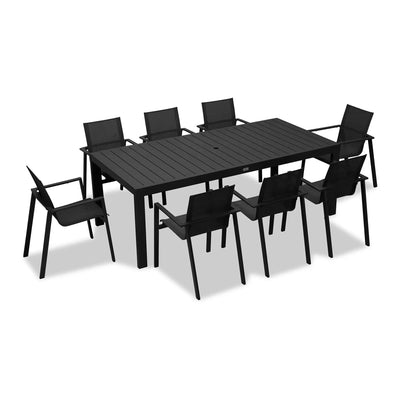 Lift Classic 8 Seat Rectangular Dining Set - Black/Black by Harmonia Living