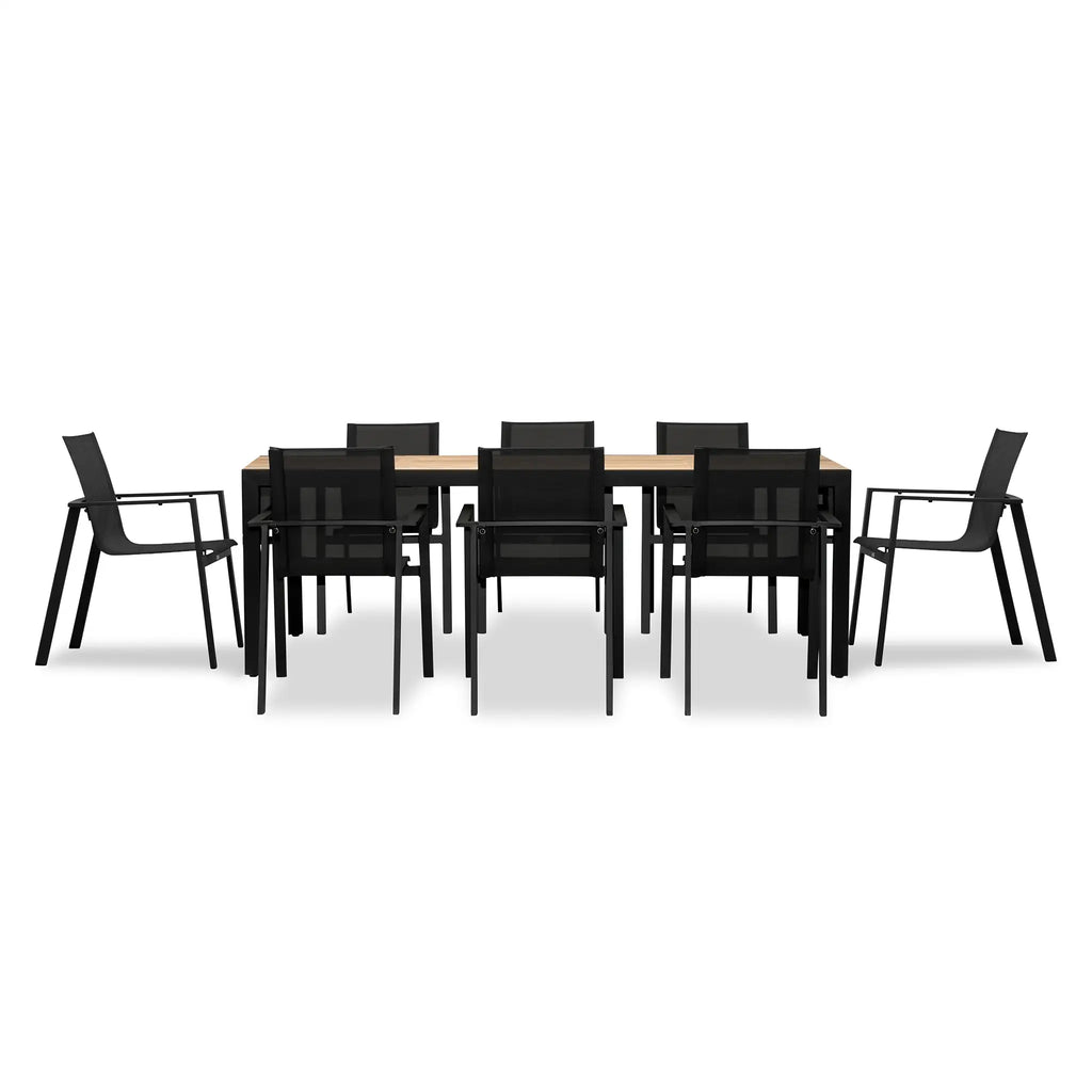 Harmonia Living Lift Communal 8 Seat Aluminum Extendable Reclaimed Teak Dining Set 1