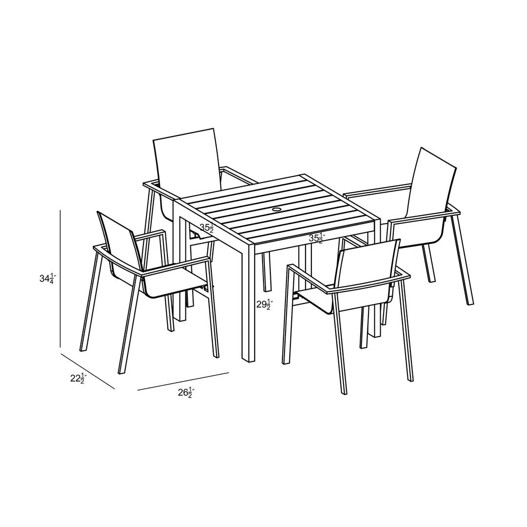 Lift Classic 4 Seat Dining Set - Slate by Harmonia Living