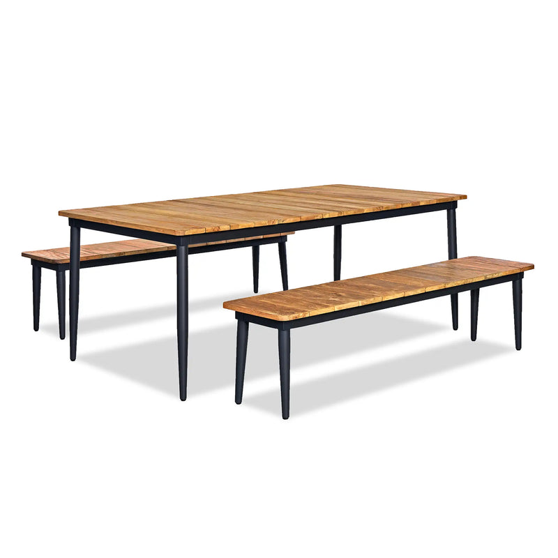 Louie 6 Seat Reclaimed Teak Dining Set w/ Benches by Harmonia Living