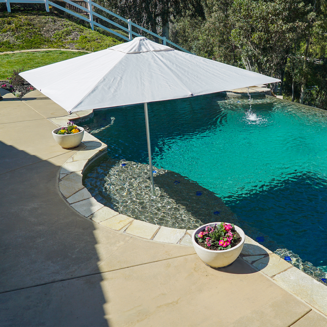 commercial grade outdoor patio umbrellas Polaris 13-Foot Cantilever Umbrella with Base - Treasure Garden Commer sunny day will be yours to cherish with a polyester canopy that provides UV 50 protection Pemberly Row 9' Patio Umbrella
