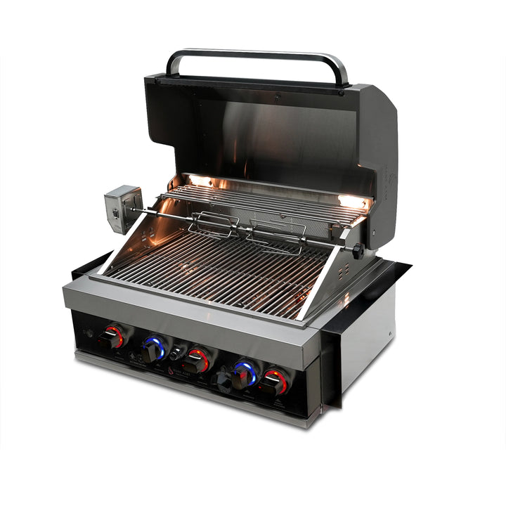 4-Burner with Rotisserie Kit 32" Black Stainless Steel Propane Gas Built In Grill - MABi400-BSS by Mont Alpi