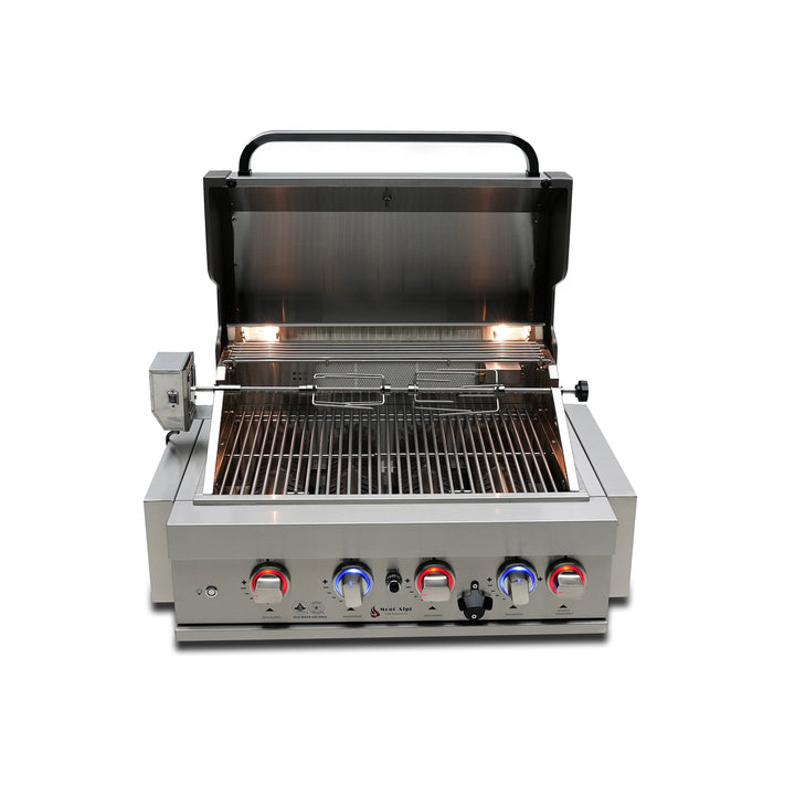 4-Burner with Rotisserie Kit 32" Stainless Steel Propane Gas Built In Grill - MABi400 by Mont Alpi