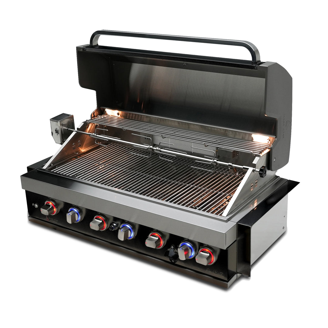 6-Burner with Rotisserie Kit 44" Black Stainless Steel Propane Gas Built In Grill - MABi805-BSS by Mont Alpi