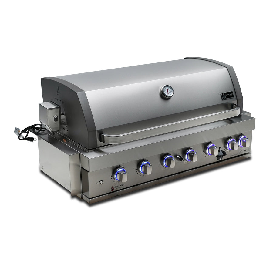 6-Burner with Rotisserie Kit 44" Stainless Steel Propane Gas Built In Grill - MABi805 by Mont Alpi