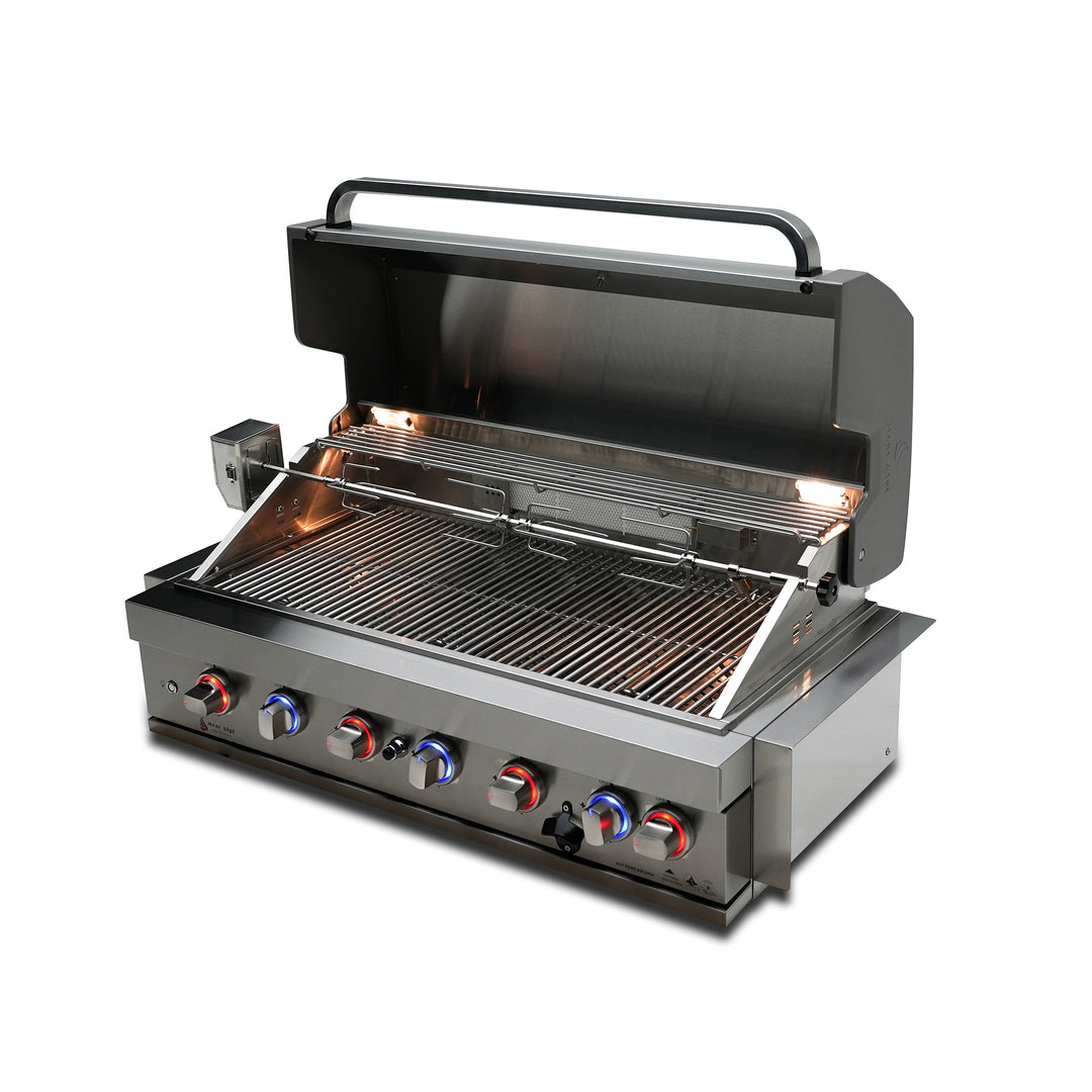 6-Burner with Rotisserie Kit 44" Stainless Steel Propane Gas Built In Grill - MABi805 by Mont Alpi