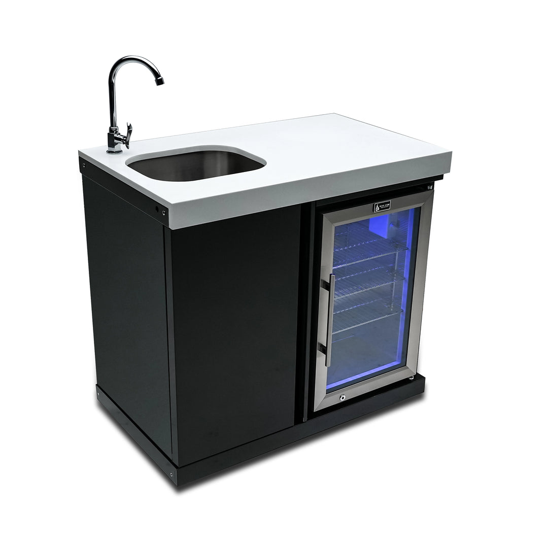 Stand Alone Sink and Fridge Black Stainless Steel Outdoor Beverage Center - MASF-BSS by Mont Alpi