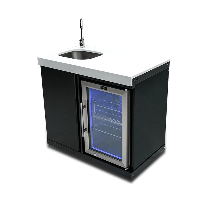 Stand Alone Sink and Fridge Black Stainless Steel Outdoor Beverage Center - MASF-BSS by Mont Alpi