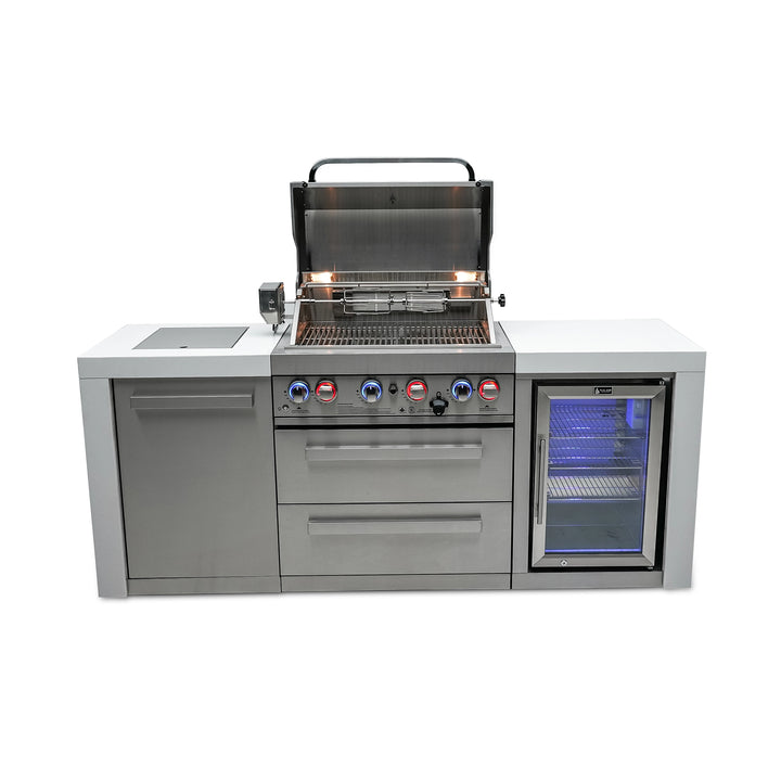 Deluxe 4-Burner with Refrigerator Cabinet Stainless Steel Propane Gas BBQ Island Grill - MAi400-DFC by Mont Alpi