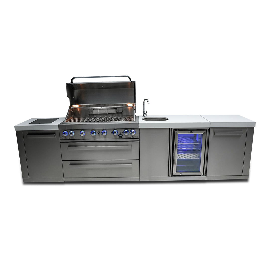 6-Burner with Beverage Center and Side Burner Stainless Steel Natural Gas BBQ Island Grill - MAi805-BEV by Mont Alpi