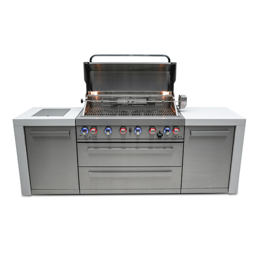 Deluxe 6-Burner with Granite Surface Stainless Steel Propane Gas BBQ Island Grill - MAi805-D by Mont Alpi