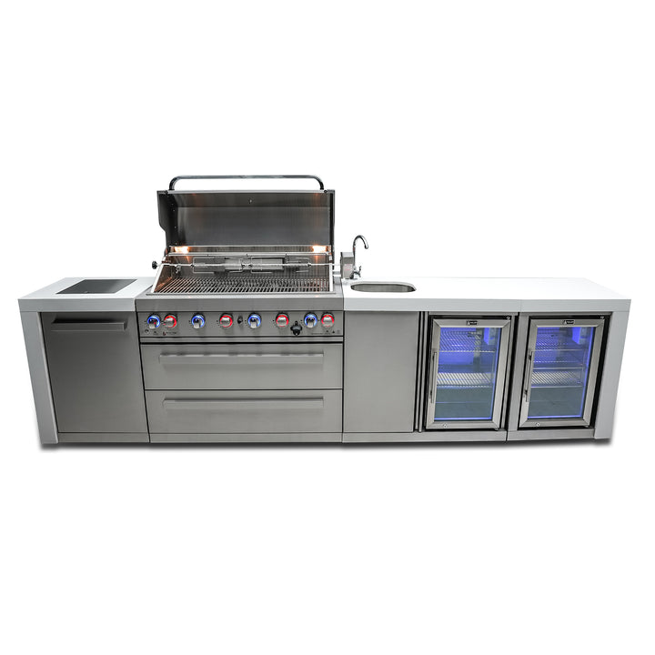 Deluxe 6-Burner with Beverage Center and Side Burner Stainless Steel Propane Gas BBQ Island Grill - MAi805-DBEVFC by Mont Alpi