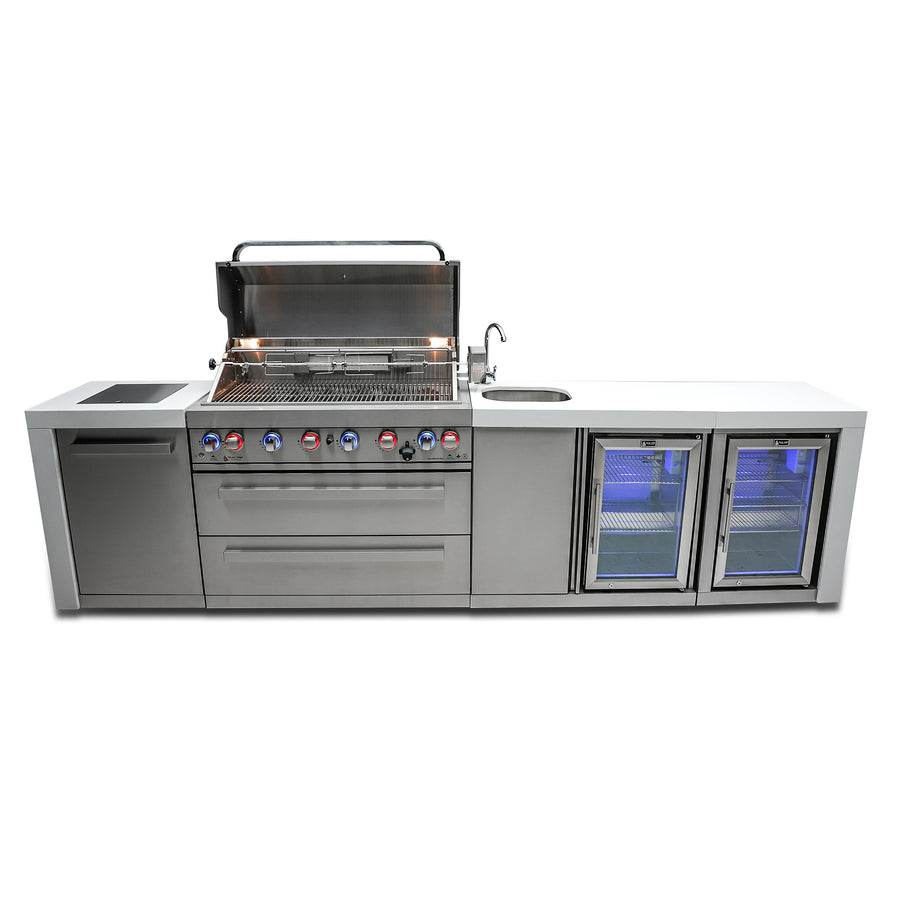 Deluxe 6-Burner with Beverage Center and Side Burner Stainless Steel Propane Gas BBQ Island Grill - MAi805-DBEVFC by Mont Alpi