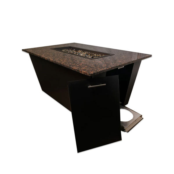 Monaco Fire Table with Brown Granite Top and Glass Wind Guard