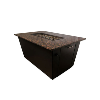 Monaco Fire Table with Brown Granite Top and Glass Wind Guard