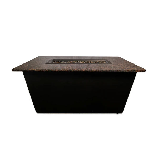 Monaco Fire Table with Brown Granite Top and Glass Wind Guard