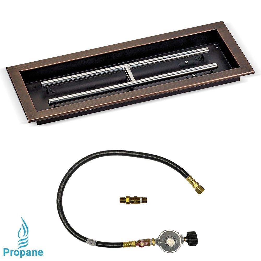 24" x 8" Rectangle Oil Rubbed Bronze Drop-In Pan with Match Light Kit - Propane by American Fire Products