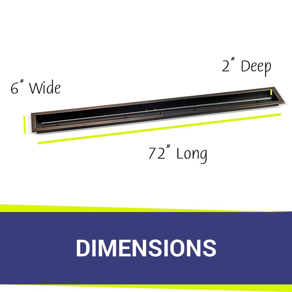 72" x 6" Linear Oil Rubbed Bronze Drop-In Pan by American Fire Products
