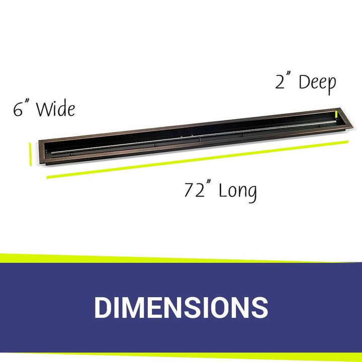 72" x 6" Linear Oil Rubbed Bronze Drop-In Pan by American Fire Products