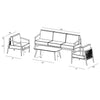 Harmonia Living Olio 4 Piece Aluminum Sofa Set - Black/Carbon 86