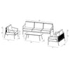Harmonia Living Olio 4 Piece Aluminum Sofa Loveseat Set - Urban Stone/Carrera 96