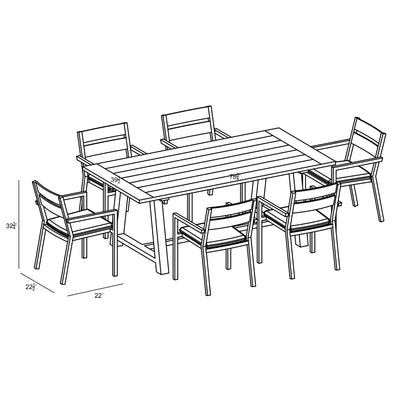Pacifica Mill 6 Seat Reclaimed Teak Outdoor Dining Set by Harmonia Living