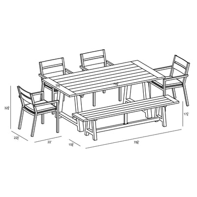 Pacifica Mill 6 to 7 Seat Reclaimed Teak Patio Dining Set w/ Bench by Harmonia Living