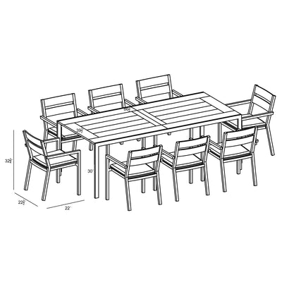 Pacifica Communal 8 Seat Extendable Reclaimed Teak Dining Set by Harmonia Living