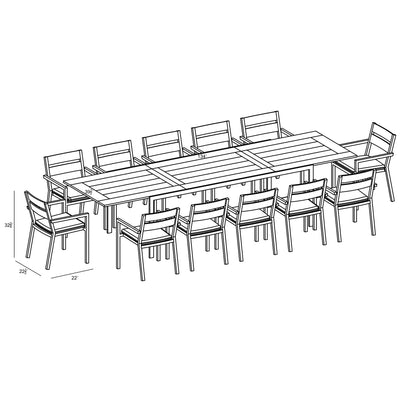 Pacifica Communal 12 Seat Extendable Reclaimed Teak Dining Set by Harmonia Living