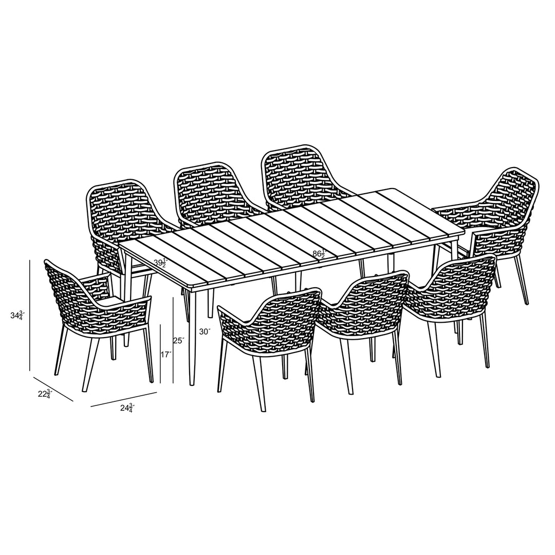 Parlor Louie 8 Seat Reclaimed Teak Patio Dining Set by Harmonia Living