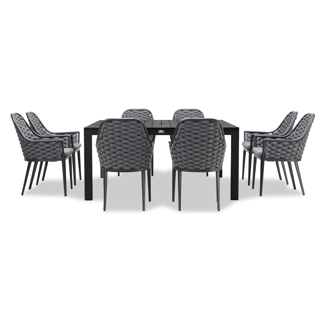 Parlor Classic 8 Seat Square Dining Set - Black by Harmonia Living