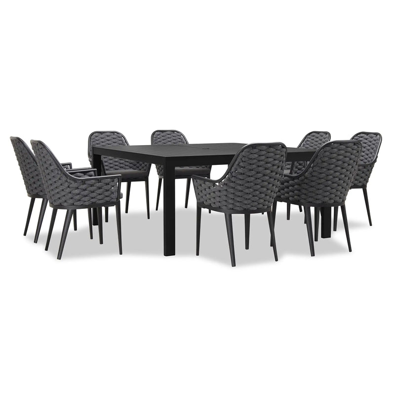 Parlor Classic 8 Seat Square Dining Set - Black by Harmonia Living