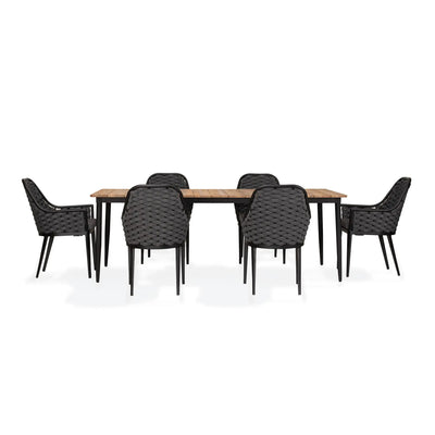 Parlor Louie 6 Seat Reclaimed Teak Outdoor Dining Set by Harmonia Living