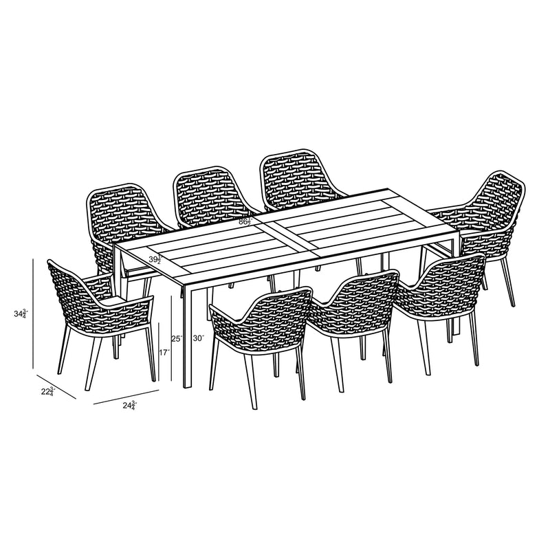 Parlor Communal 8 Seat Extendable Reclaimed Teak Dining Set by Harmonia Living