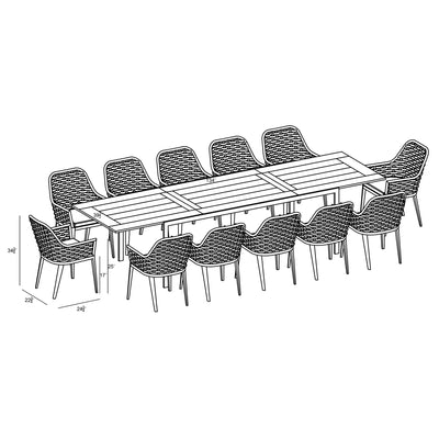 Parlor Communal 12 Seat Extendable Reclaimed Teak Dining Set by Harmonia Living