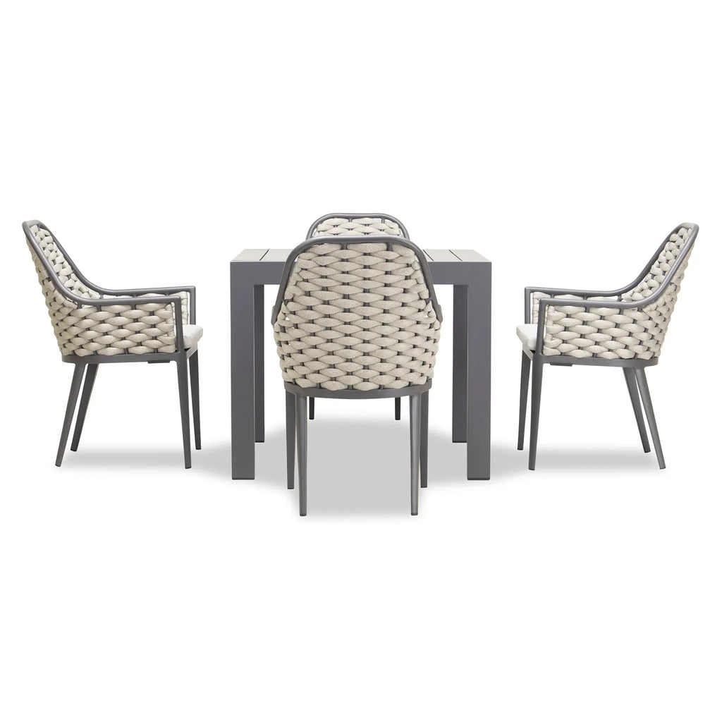 Harmonia Living Parlor Classic 4 Seat Aluminum Square Dining Table - Slate 1