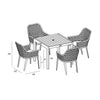 Harmonia Living Parlor Classic 4 Seat Aluminum Square Dining Table - Slate 6