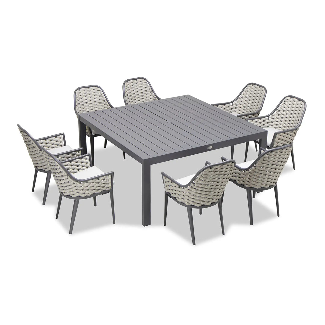 Parlor Classic 8 Seat Square Dining Set - Slate by Harmonia Living