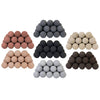 Collage of Rasmussen FireBalls in seven stylish color options / black, dark gray, light gray, beige, natural, adobe red, and brown / each arranged in a pyramid stack to showcase their modern, geometric design. These ceramic fireballs offer a sleek and contemporary alternative to traditional gas logs, perfect for customizing your fireplace with a minimalist or bold look.