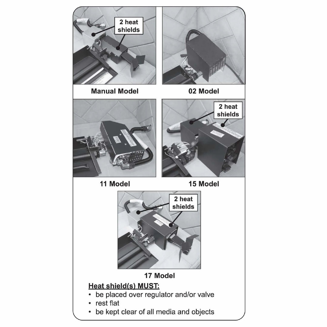 Side-by-side comparison of Real Fyre G45 ignition systems including Manual, APK-02, APK-11, APK-15, and APK-17 models, showcasing different valve and remote control configurations.