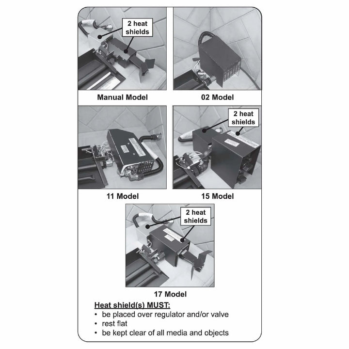 Side-by-side comparison of Real Fyre G45 ignition systems including Manual, APK-02, APK-11, APK-15, and APK-17 models, showcasing different valve and remote control configurations.