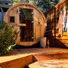 Barrel Outdoor Sauna - 6 Person w/ Harvia Spirit Wi-Fi 8kW Heater