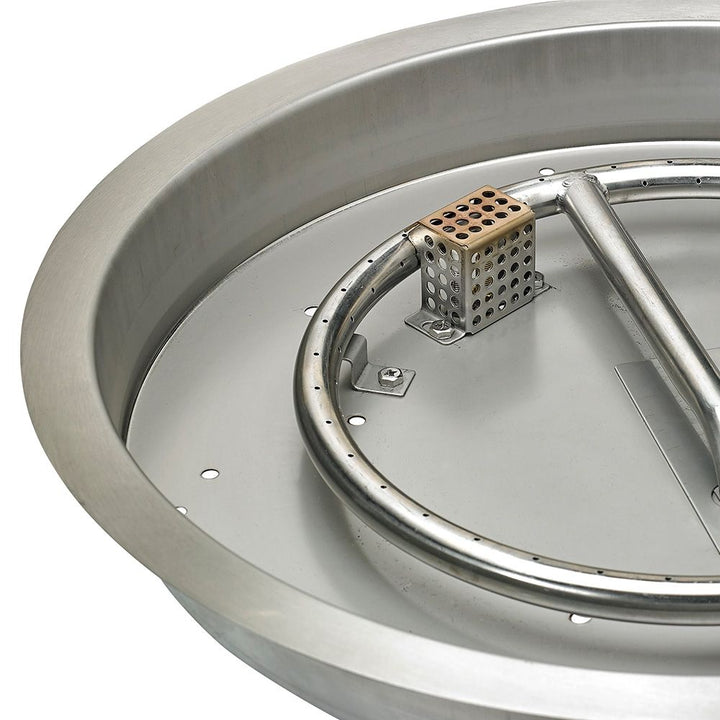 Round Stainless Steel Drop-in Fire Pit Pan (19" - 25") With Electric Ignition System kit, CSA Certified by American Fireglass