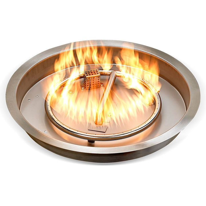 Round Stainless Steel Drop-in Fire Pit Pan (19" - 25") With Electric Ignition System kit, CSA Certified by American Fireglass