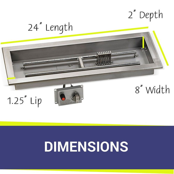24" x 8" Rectangle CSA Certified Stainless Steel Drop-In Pan Kit by American Fire Products