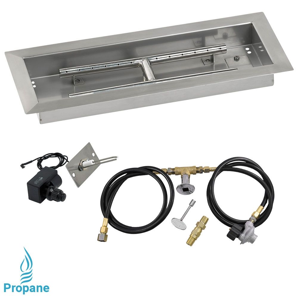 18" x 6" Rectangle Stainless Steel Drop-In Pan with Spark Ignition Kit - Propane by American Fire Products