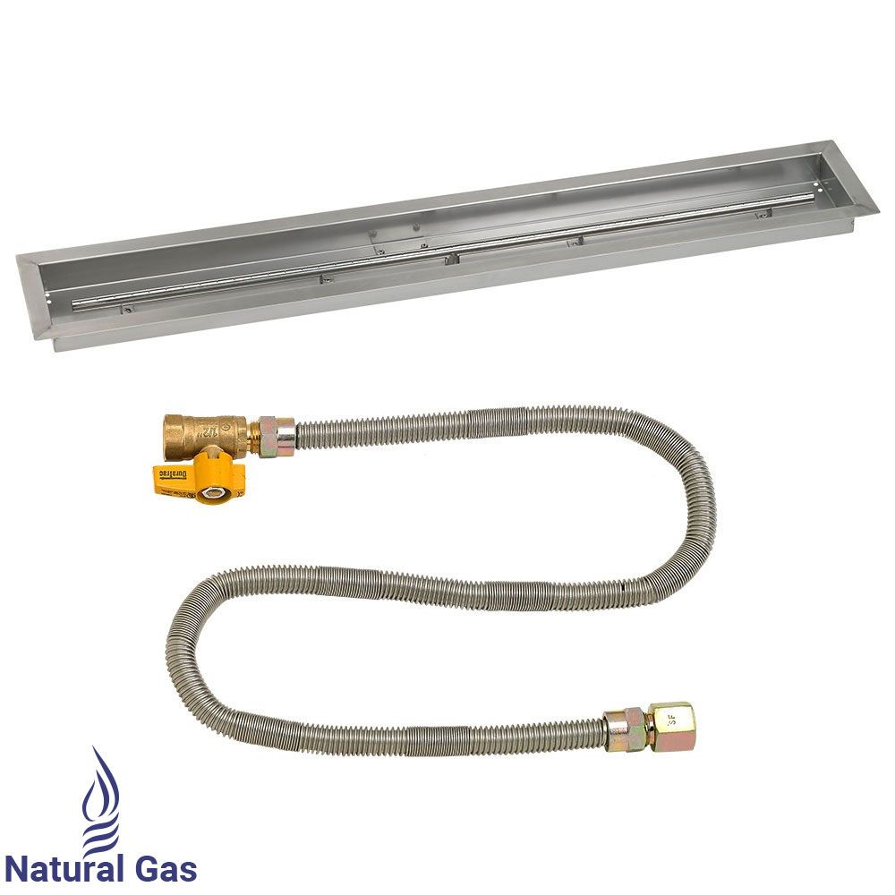 48" x 6" Linear Stainless Steel Drop-In Pan with Match Light Kit - Natural Gas by American Fire Products