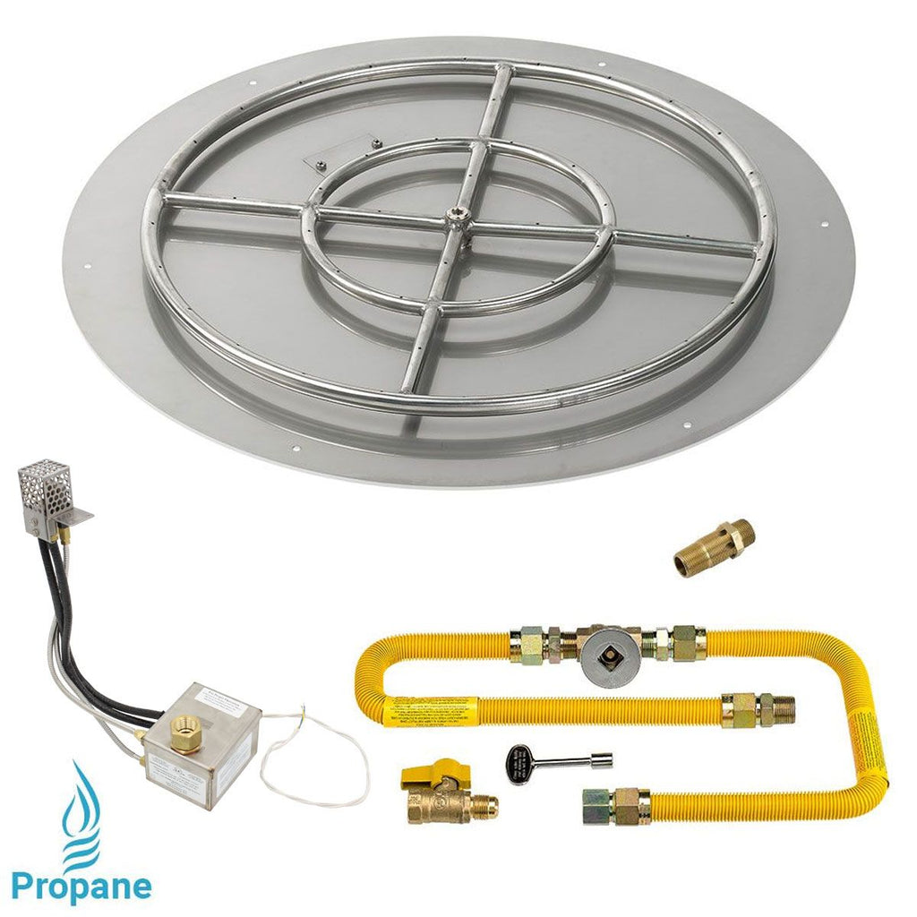30" Round High Capacity Stainless Steel Flat Pan with All-Weather Electronic Ignition System - Propane by American Fire Products