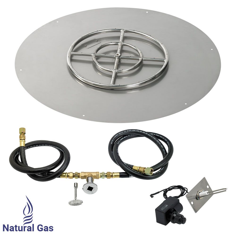 30" Round Stainless Steel Flat Pan with Spark Ignition Kit – Natural Gas by American Fire Products